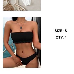 SHEIN Black Smocked Frill Bikini